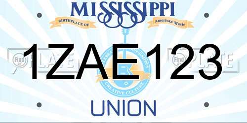 1ZAE123 Mississippi License Plate
