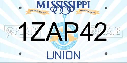1ZAP42 Mississippi License Plate