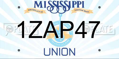 1ZAP47 Mississippi License Plate