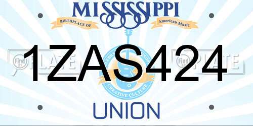1ZAS424 Mississippi License Plate
