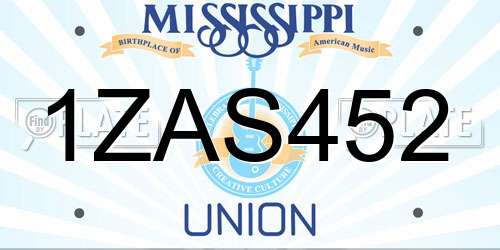 1ZAS452 Mississippi License Plate