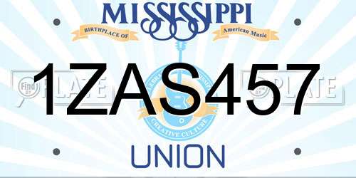 1ZAS457 Mississippi License Plate