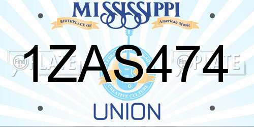 1ZAS474 Mississippi License Plate