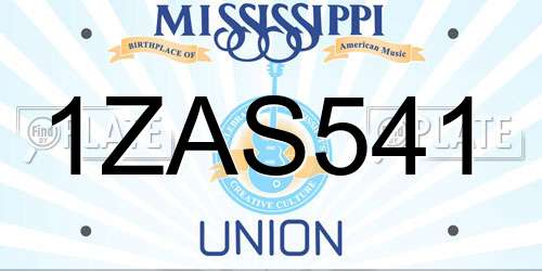 1ZAS541 Mississippi License Plate