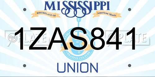 1ZAS841 Mississippi License Plate