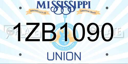 1ZB1090 Mississippi License Plate