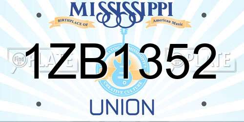 1ZB1352 Mississippi License Plate