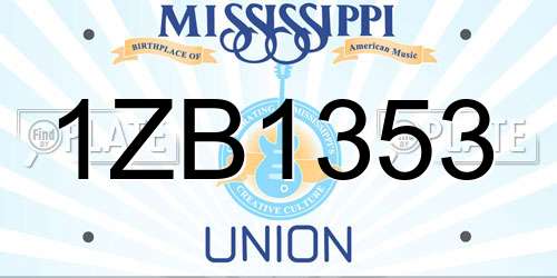 1ZB1353 Mississippi License Plate