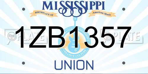 1ZB1357 Mississippi License Plate