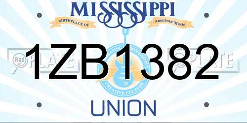 1ZB1382 Mississippi License Plate