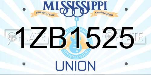 1ZB1525 Mississippi License Plate