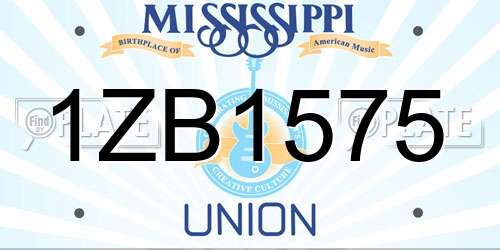 1ZB1575 Mississippi License Plate