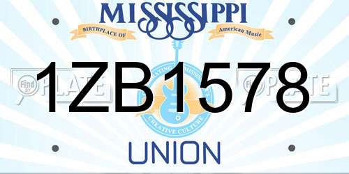 1ZB1578 Mississippi License Plate