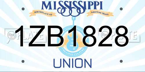 1ZB1828 Mississippi License Plate