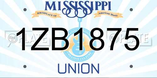 1ZB1875 Mississippi License Plate