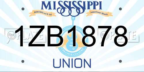 1ZB1878 Mississippi License Plate
