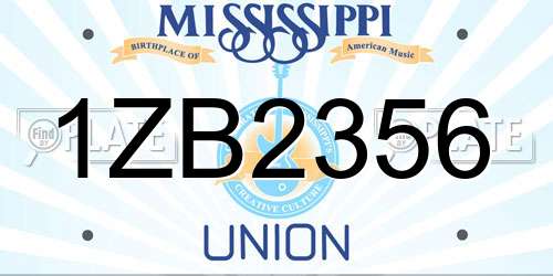 1ZB2356 Mississippi License Plate