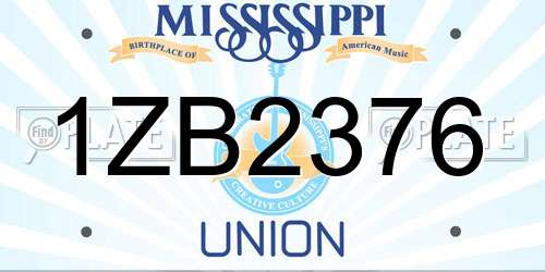 1ZB2376 Mississippi License Plate