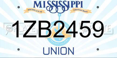 1ZB2459 Mississippi License Plate