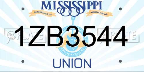 1ZB3544 Mississippi License Plate