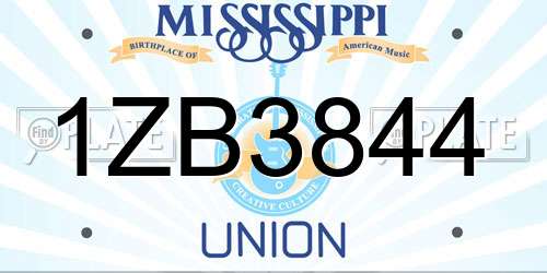 1ZB3844 Mississippi License Plate