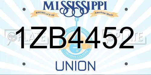 1ZB4452 Mississippi License Plate