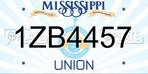 1ZB4457 Mississippi License Plate