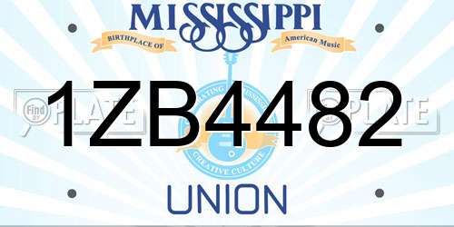 1ZB4482 Mississippi License Plate