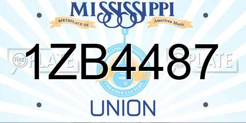 1ZB4487 Mississippi License Plate