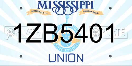 1ZB5401 Mississippi License Plate