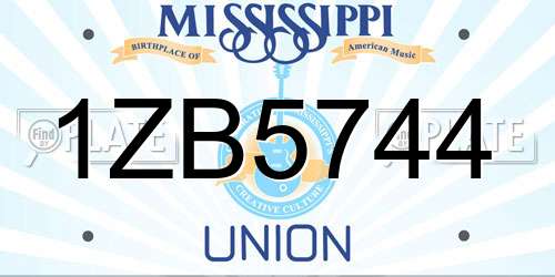 1ZB5744 Mississippi License Plate