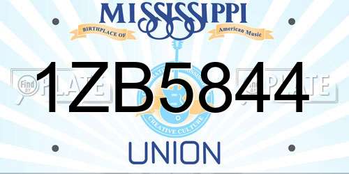 1ZB5844 Mississippi License Plate
