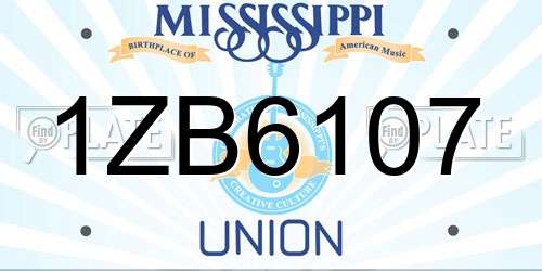 1ZB6107 Mississippi License Plate