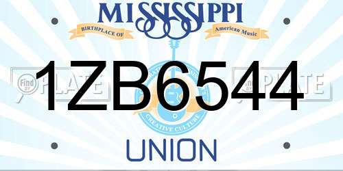 1ZB6544 Mississippi License Plate