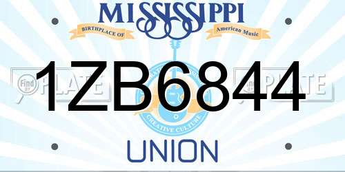1ZB6844 Mississippi License Plate