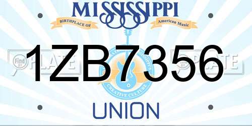 1ZB7356 Mississippi License Plate