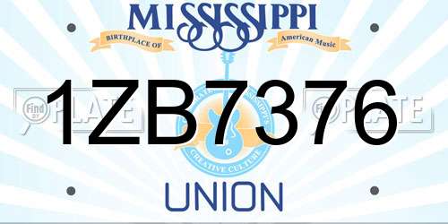 1ZB7376 Mississippi License Plate