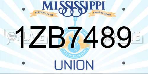 1ZB7489 Mississippi License Plate