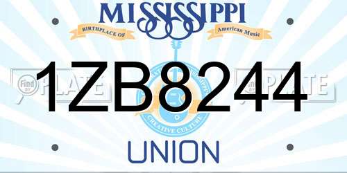 1ZB8244 Mississippi License Plate