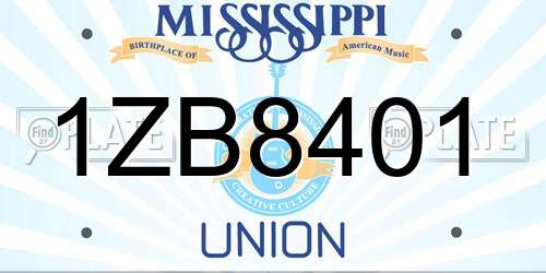 1ZB8401 Mississippi License Plate