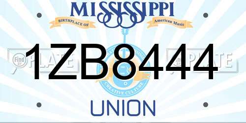 1ZB8444 Mississippi License Plate