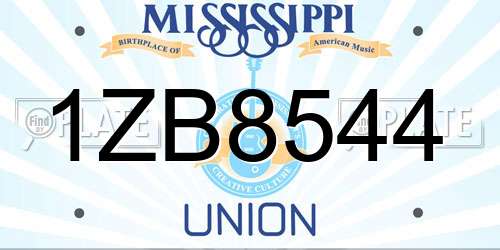 1ZB8544 Mississippi License Plate