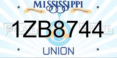 1ZB8744 Mississippi License Plate