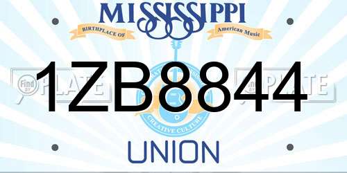 1ZB8844 Mississippi License Plate