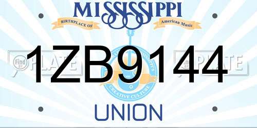 1ZB9144 Mississippi License Plate
