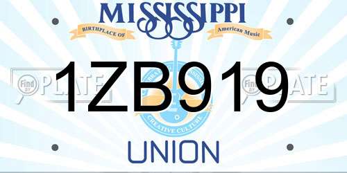 1ZB919 Mississippi License Plate