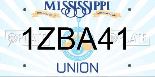 1ZBA41 Mississippi License Plate