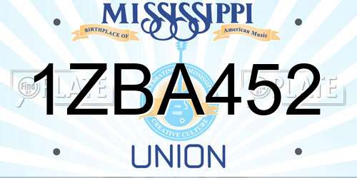 1ZBA452 Mississippi License Plate