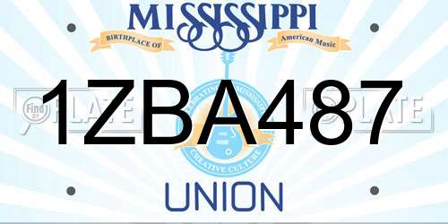 1ZBA487 Mississippi License Plate