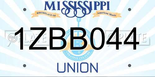 1ZBB044 Mississippi License Plate
